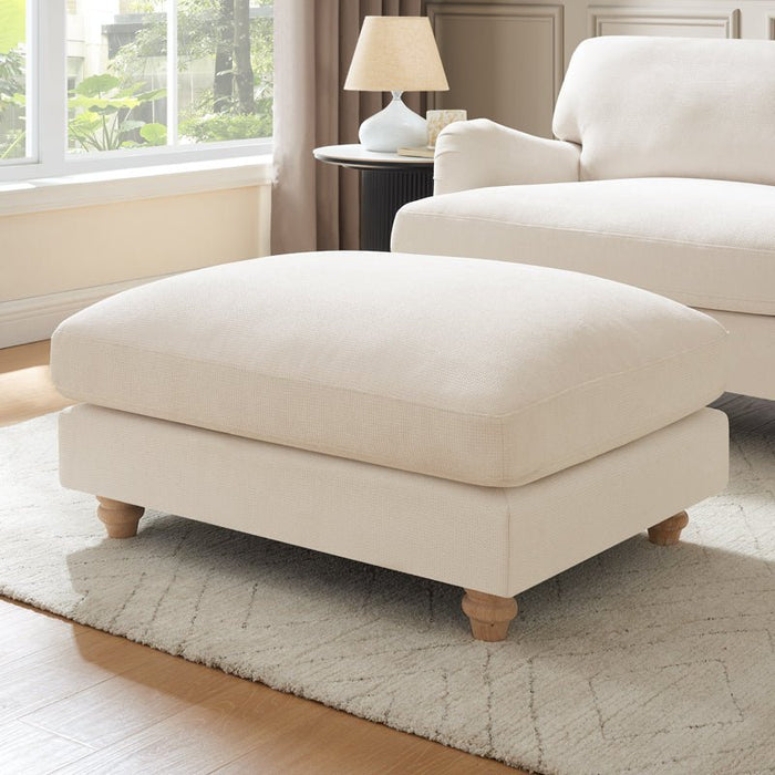 Oxford Loveseat with Footstool, Ivory Linen