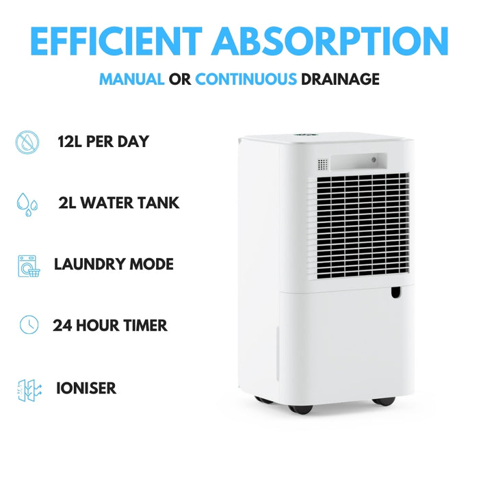 Ometa White Dehumidifier & Ioniser, 12L