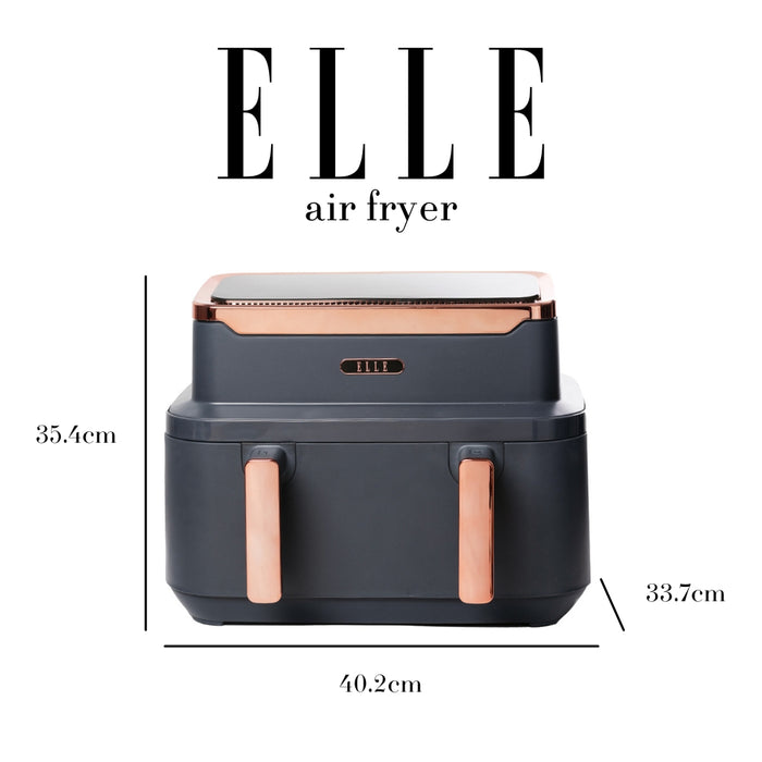 ELLE Air Fryer in Grey & Rose Gold, Triple Basket