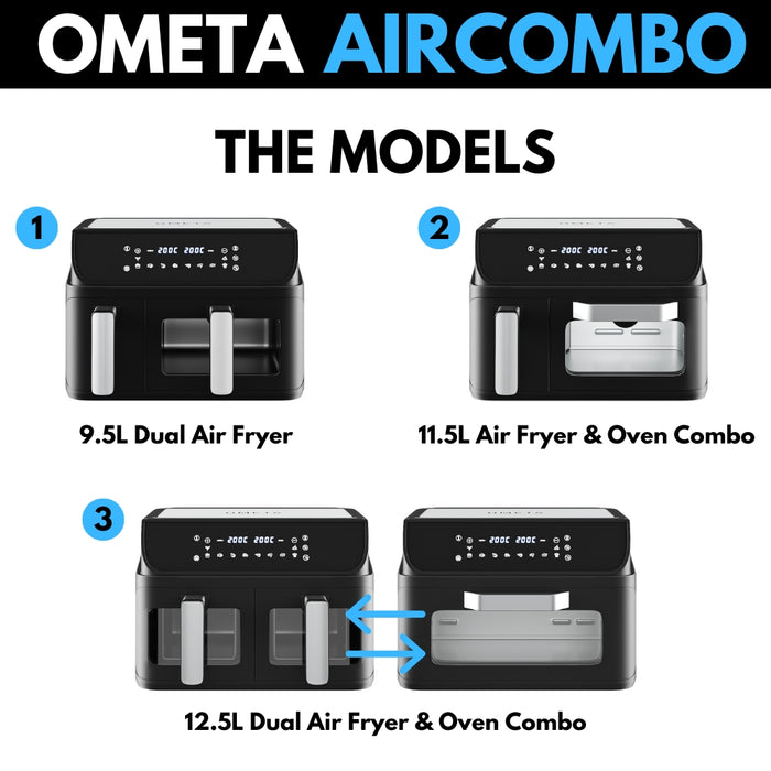 Ometa AirCombo 12L Dual Air Fryer & Oven Combo, Black