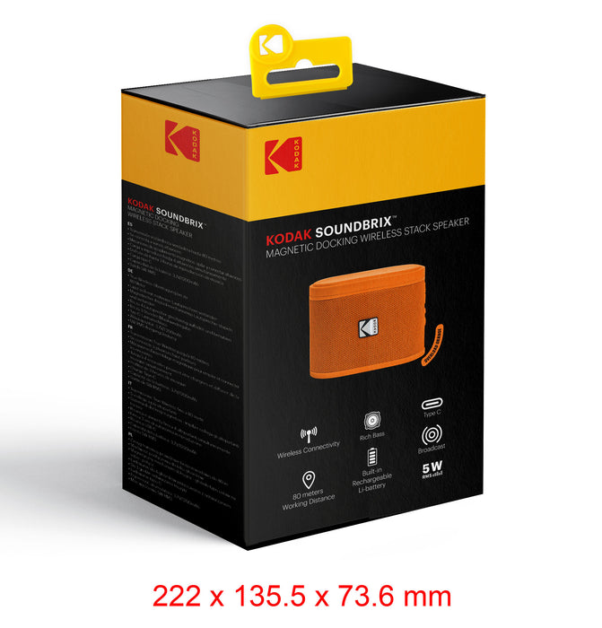 Kodak SoundBrix Multi-Room Wireless Speakers, 2PC Overload Orange