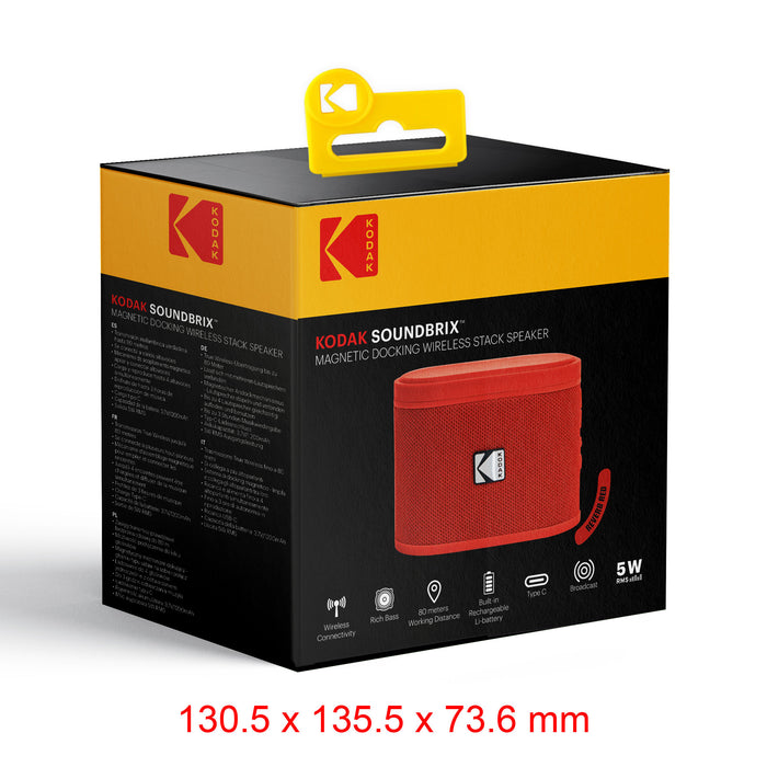 Kodak SoundBrix Multi-Room Wireless Speaker, 1PC Reverb Red