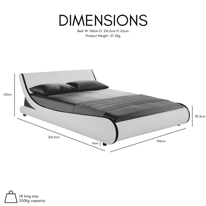 Galactic Leather King Bed Frame, Black & White
