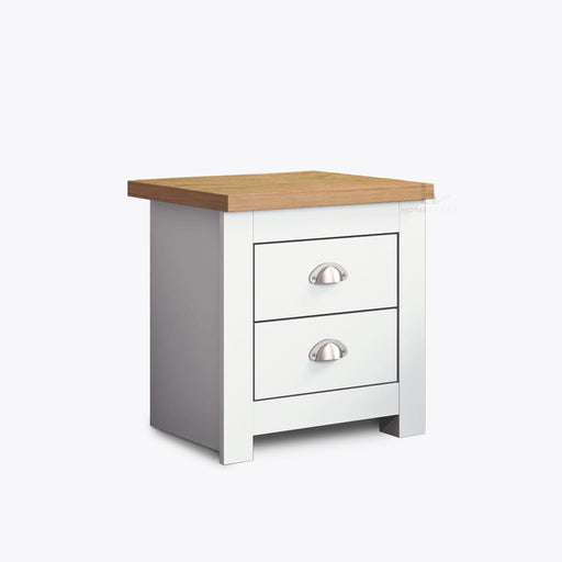 Lancaster Bedside Table with 2 Drawers in White