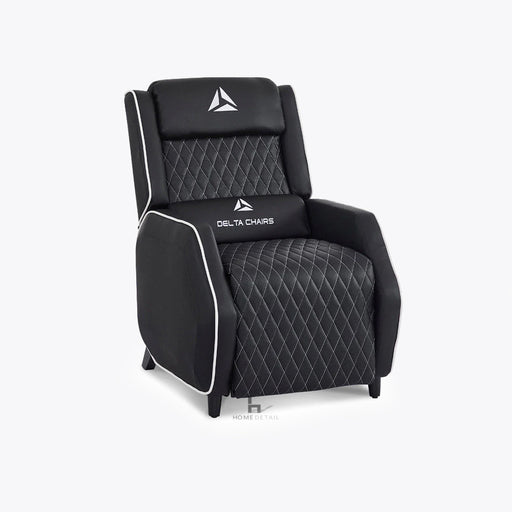 Delta Gaming Recliner Armchair with Footrest Office, Desk, Computer Chair for Gaming, Black With White Trim
