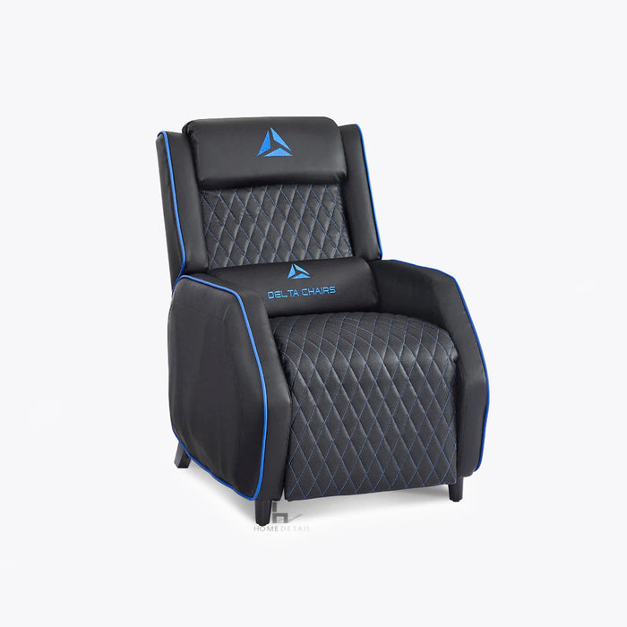 Delta Gaming Recliner Armchair with Footrest Office, Desk, Computer Chair for Gaming, Black With Blue Trim