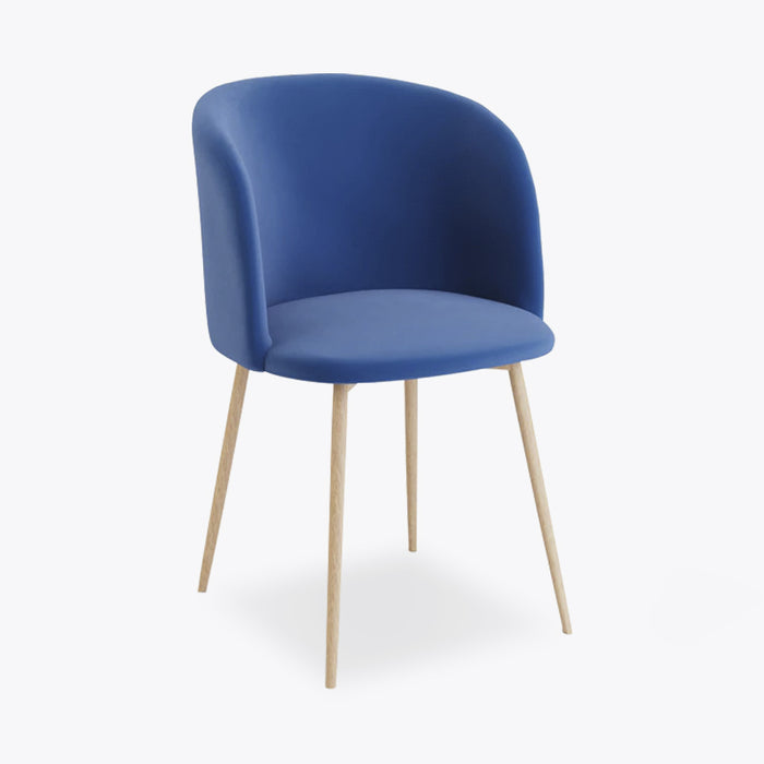 Andover Blue Velvet Dining Chair Accent Chair With Wooden Legs
