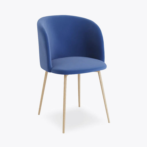 Andover Blue Velvet Dining Chair Accent Chair With Wooden Legs