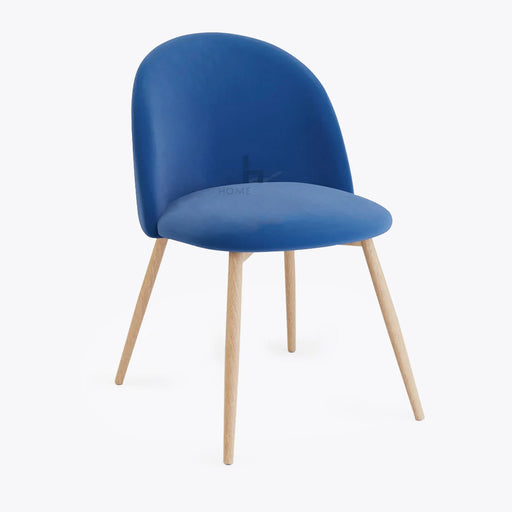 Pudsey Blue Velvet Dining Chair Accent Chair With Wooden Legs