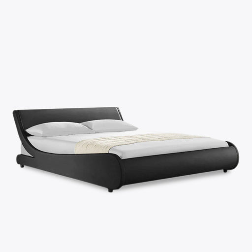 Galactic Leather Double Bed Frame, Black