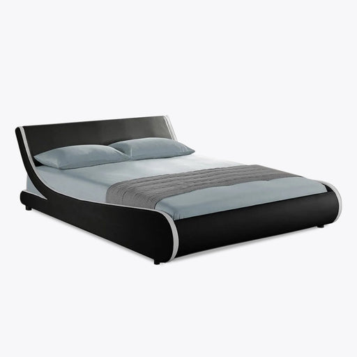 Galactic Leather King Bed Frame, Black & White
