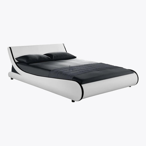 Galactic Leather King Bed Frame, White & Black