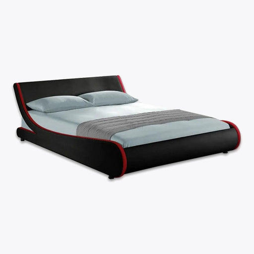 Galactic Leather King Bed Frame, Black & Red