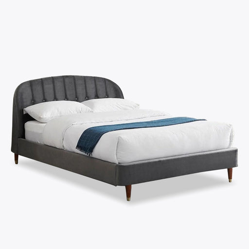 Hera Fabric Bed Frame Double Plush Velvet Bed, Grey