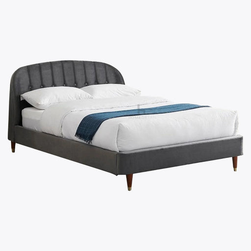 Hera Fabric Bed Frame King Plush Velvet Bed, Grey