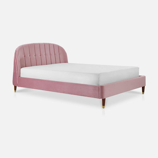 Hera Fabric Bed Frame Double Plush Velvet Bed, Pink