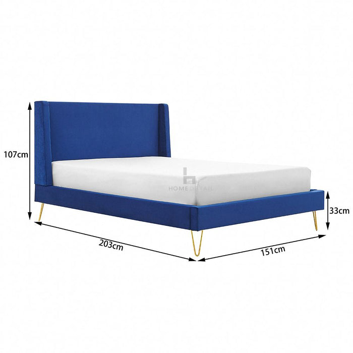 Athena Fabric Bed Frame - Double Plush Velvet Bed