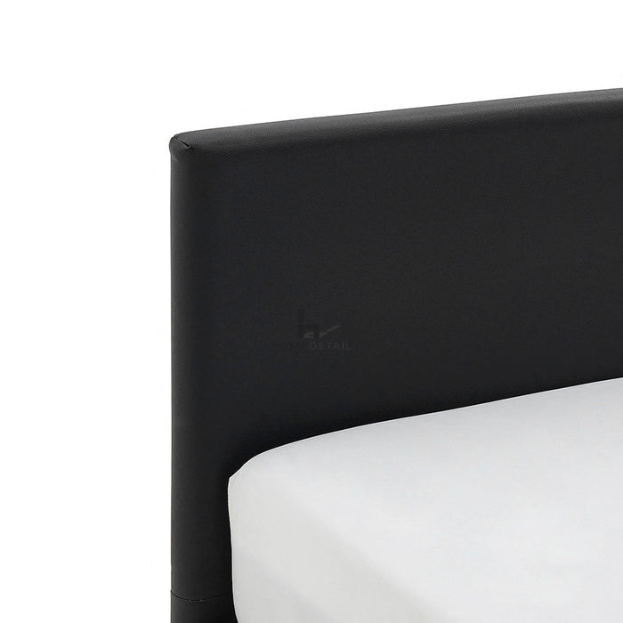 Lopez LED Leather Double Bed Frame, Black