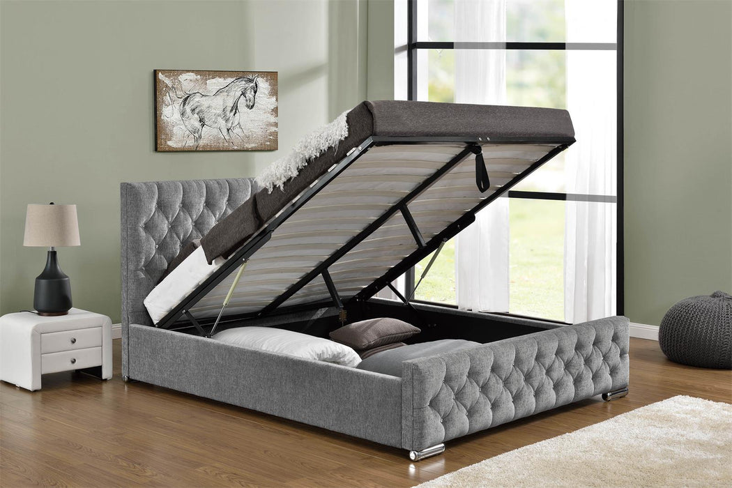 Arya Silver Chenille Double Bed Frame