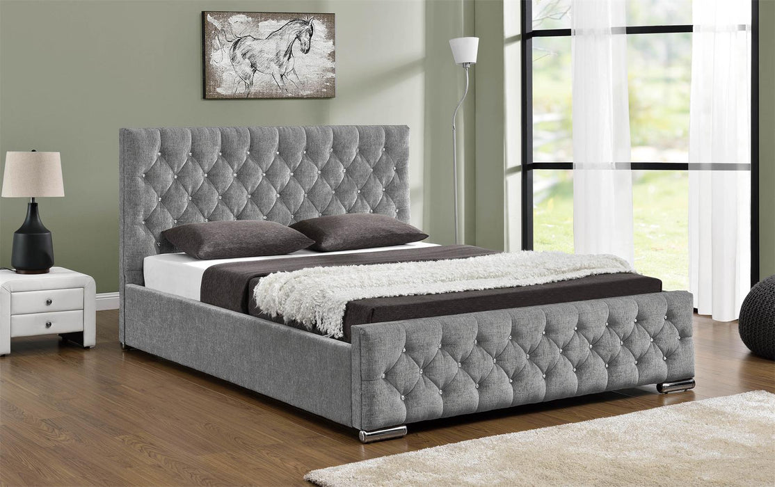 Arya Silver Chenille Double Bed Frame