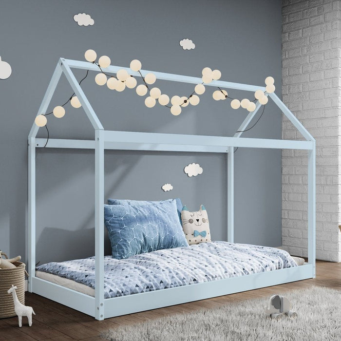 Taylor Kids Wooden Bed Single House, Pastel Blue