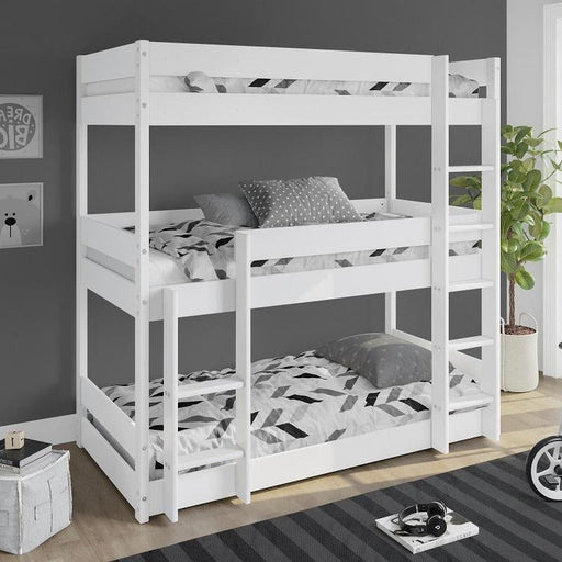 Kennedy Triple Bunk Bed Kids High Sleeper, White