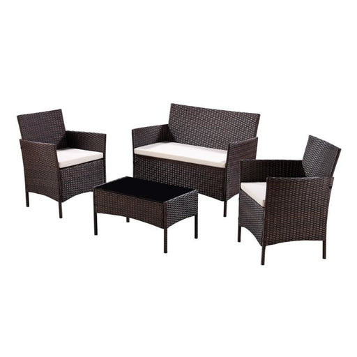 Rattan Garden Furniture Set Conservatory Patio Outdoor Table Chairs Sofa, Dark Brown