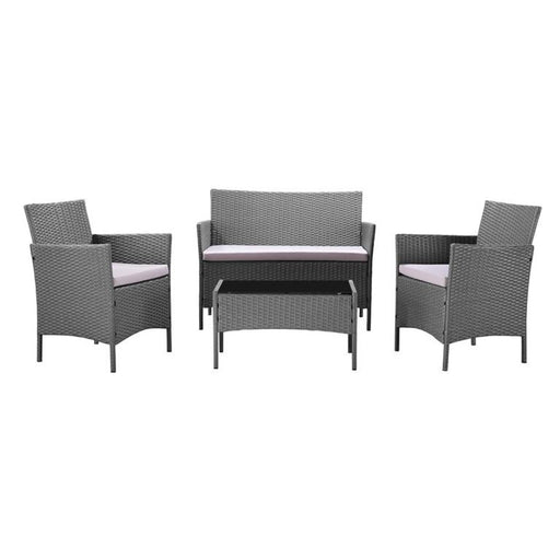 Rattan Garden Furniture Set Conservatory Patio Outdoor Table Chairs Sofa, Dark Grey
