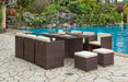 Cube Garden Furniture Set 11 Piece with Footstools, Brown