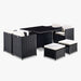 Cube Rattan Garden Furniture 9 Piece Set with Free Cover Included, Black