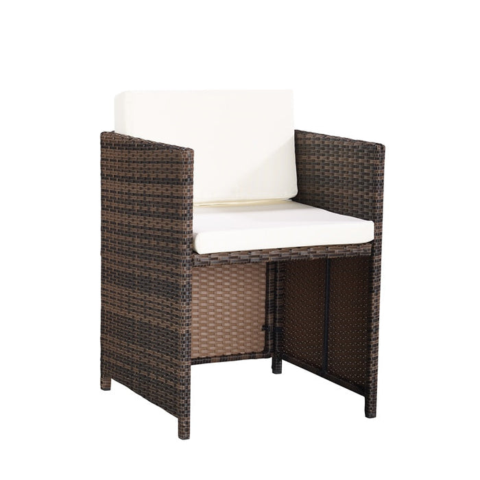 Cube Rattan Garden Furniture 9 Piece Set with Free Cover Included, Brown