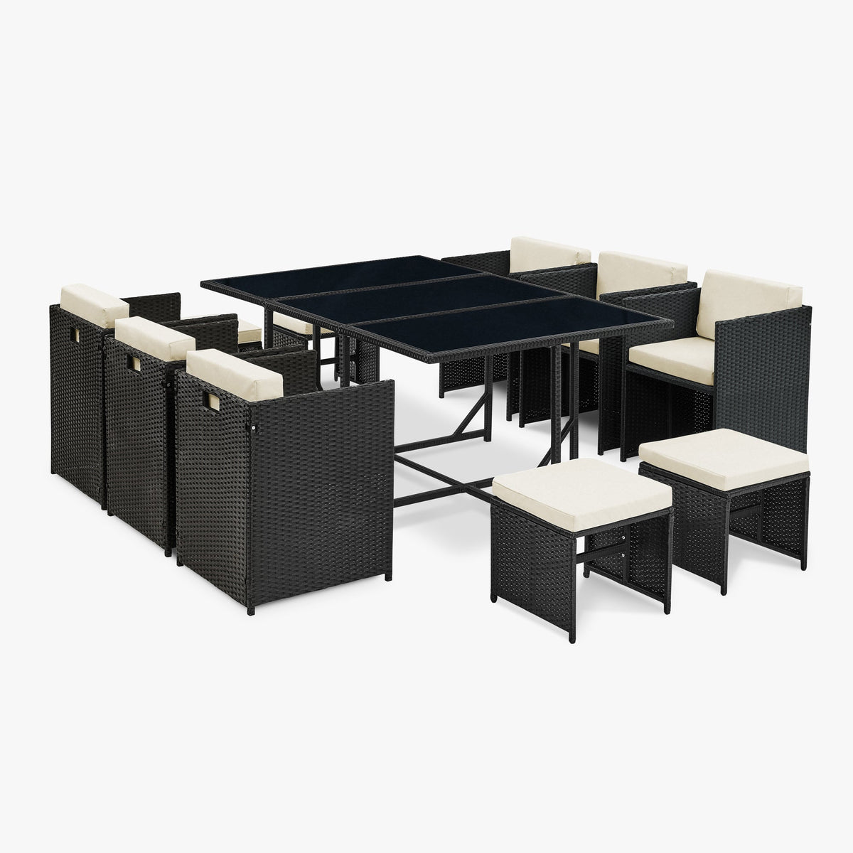 Black rattan cube online dining set