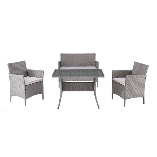 Rattan Garden Furniture Set Conservatory Patio Outdoor Table Chairs Sofa with Optional Bench, Grey 4 Piece