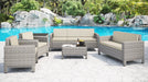 Rattan Garden Furniture Lounge Set Outdoor Sofa Chair Corner Patio, Grey