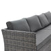 Corner Rattan Sofa Set for Outdoors with Dining Table & Stools - Ash Brown Two Tone
