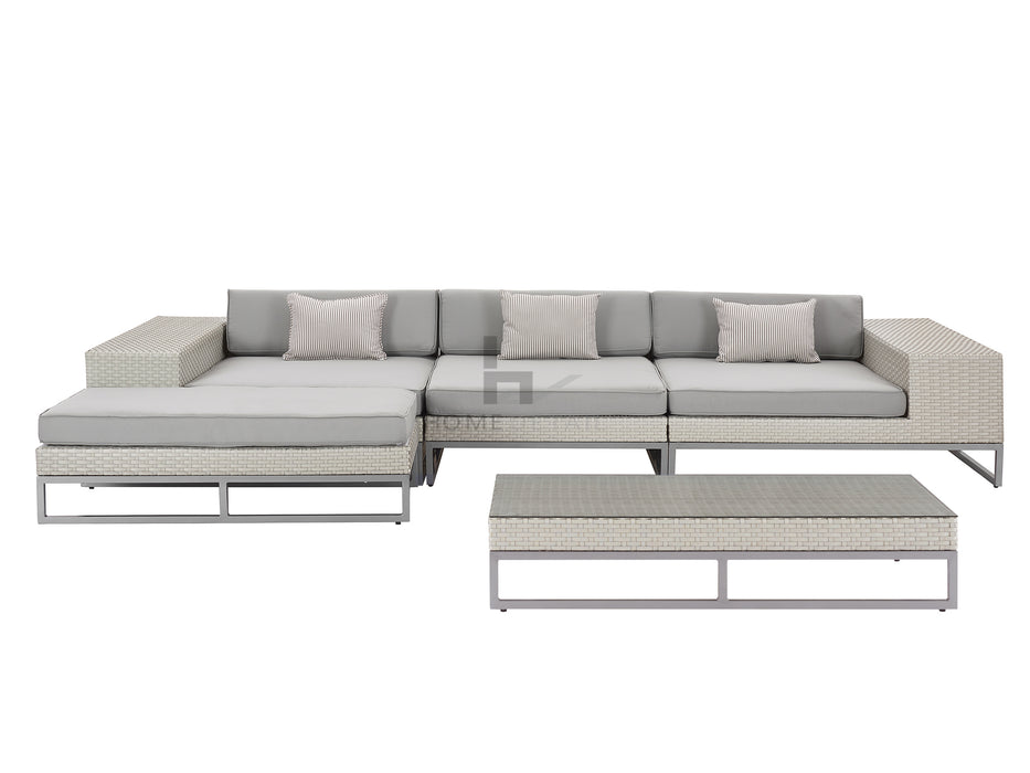 Malibu L-Shaped Rattan Sofa Set, White