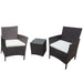 Garden Armchair Rattan Set with Side Table - Brown