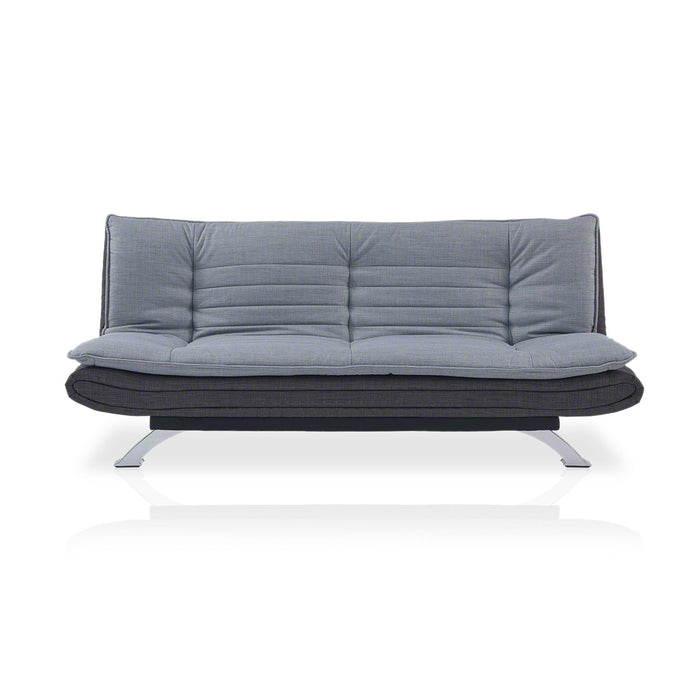 Fabric Sofa Bed 2 Seater Duo Contrast Fabric Chrome Legs Sofabed Recliner, Grey & Charcoal Fabric