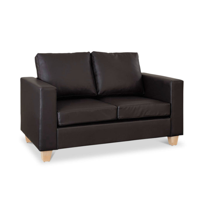 Faux Leather Sofa 2 Seater Cushioned Settee Modern Living Home Couch, Brown