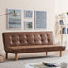 Three Seater Sofa Bed Brown Air Leather Modern & Comfortable Design New