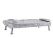Fabric Sofa Bed Cupholder 3 Seater Chrome Legs Velvet or Fabric, Silver