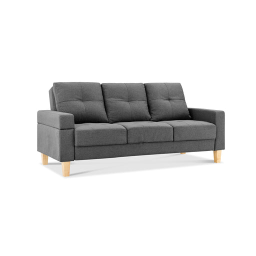Large 3 Seater Sofa Bed Cushioned Fabric Grey Removable Arm Rest