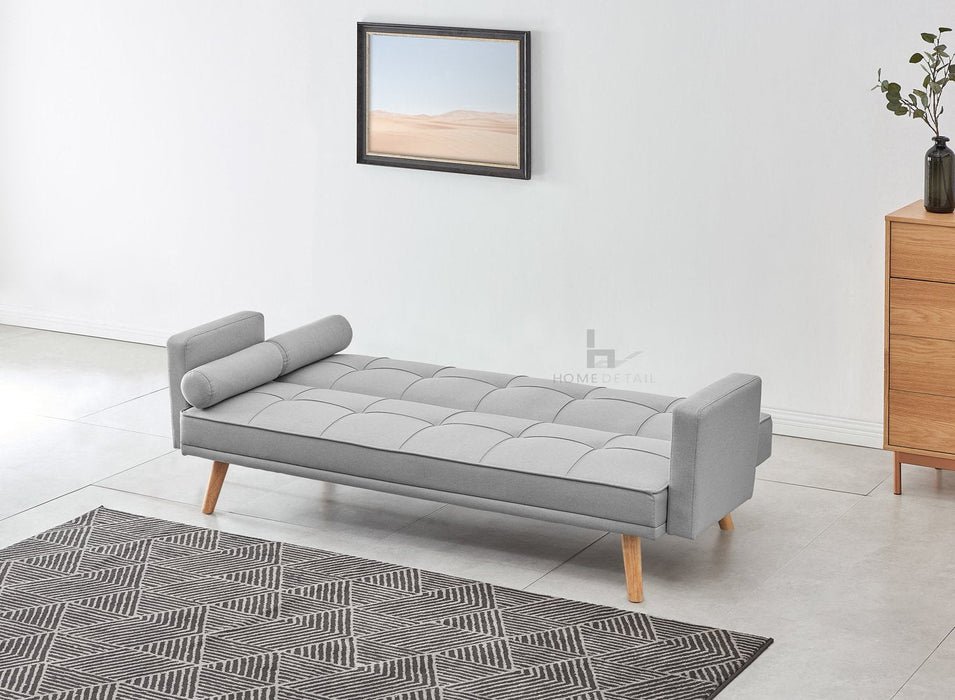 Sarnia 3 Seater Sofa Bed Fabric Padded Sofabed With 2 Cushions, Grey