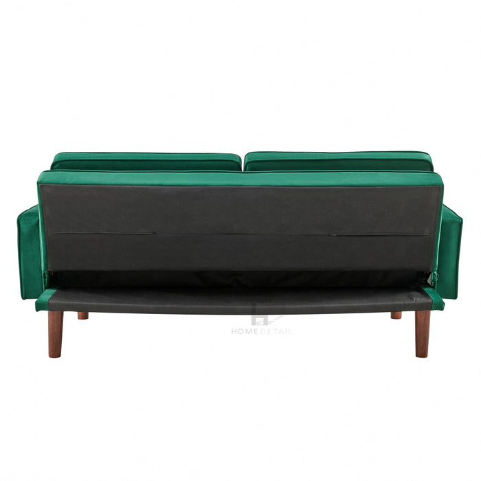 Sutton Velvet Sofa bed with Wooden legs, Velvet Green