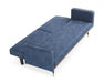 Ethan 3 Seater Navy Blue Fabric Clic-Clac Gold Tipped Legs Bolster Cushion Sofabed