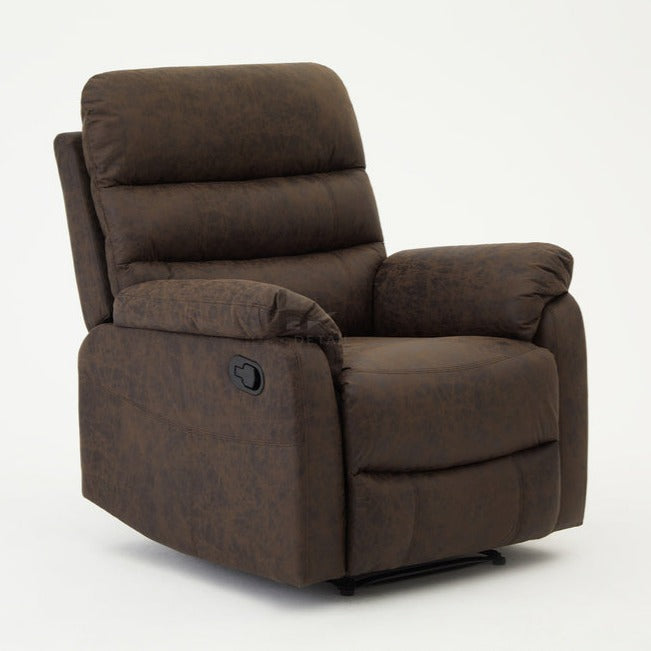 Maxwell Sofa Suite Armchair Manual Recliner Air Leather Padded, Brown
