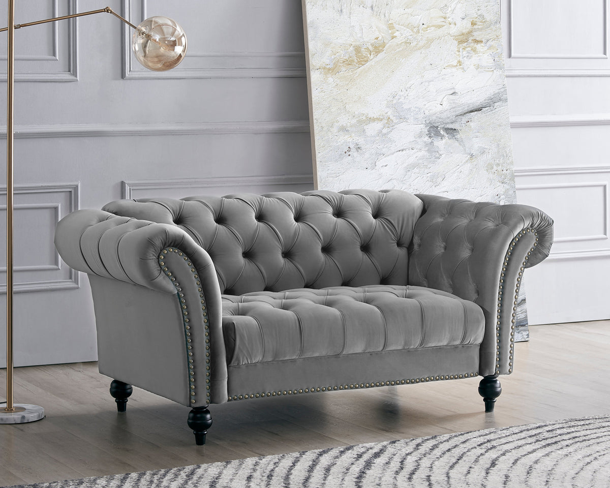 Mayfair Velvet Fabric 2 Seater Sofa - Grey | Home Detail