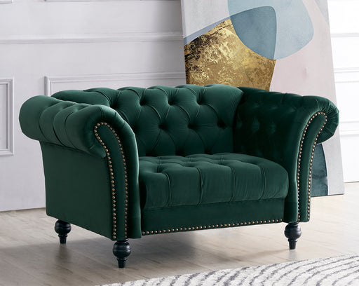 Mayfair Velvet Fabric 1.5 Seater Sofa, Green