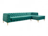 Toronto Corner Sofa With Chaise Long Velvet Chesterfield Style Corner Seater Large, Green