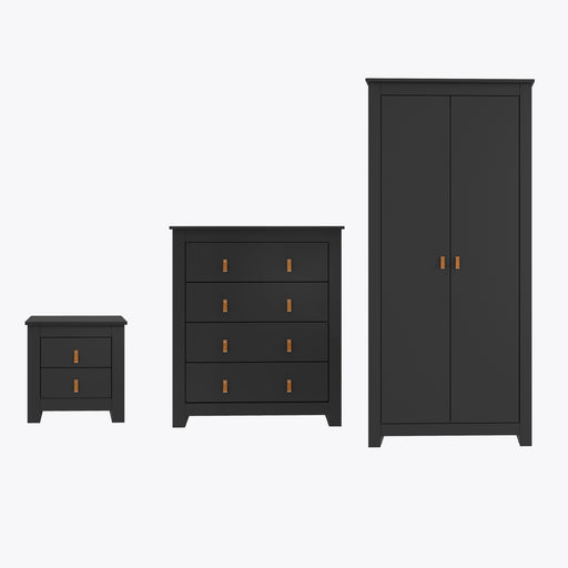 Morton 3 Piece Bedroom Furniture Set in Black